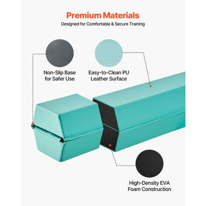 8FT Hopfällbar Balansbom för Barn, 90,7 KG Stabilt Stöd Gymnastikgolvbom med Halkfria Mattor, Gymnastikträningsutrustning med Halkfri Botten och Bärväska för Hemmagym, Mintgrön |  EU