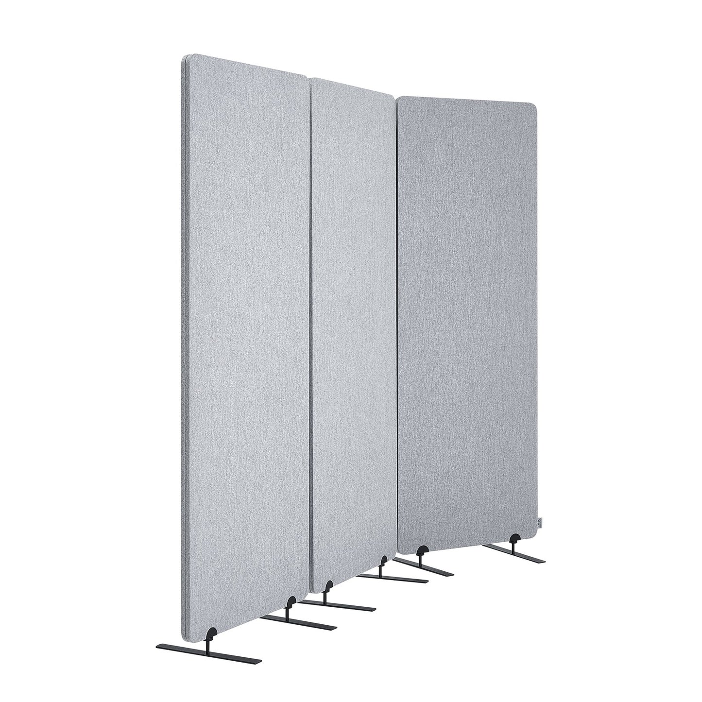 2FT Room Divider 3 Paneler PET Polyester Ljudisolerad Privacy Screen Grå