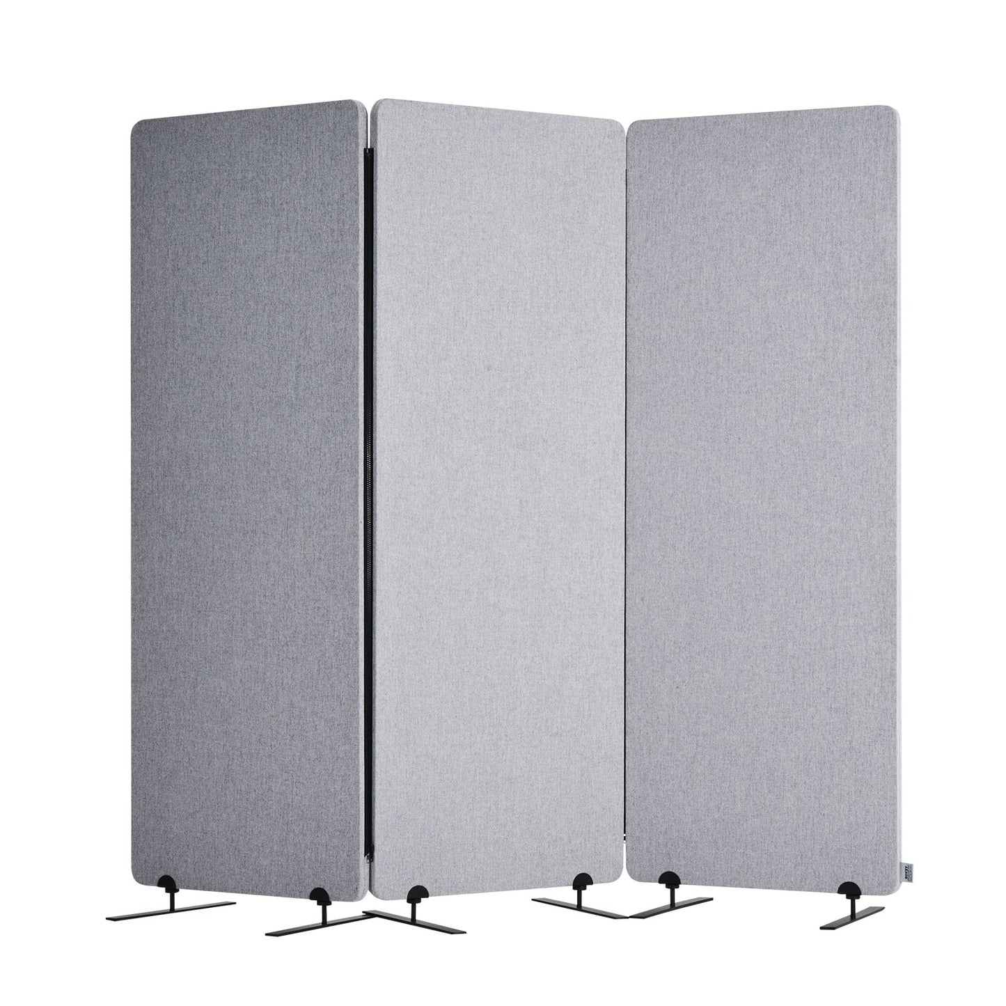 2FT Room Divider 3 Paneler PET Polyester Ljudisolerad Privacy Screen Grå