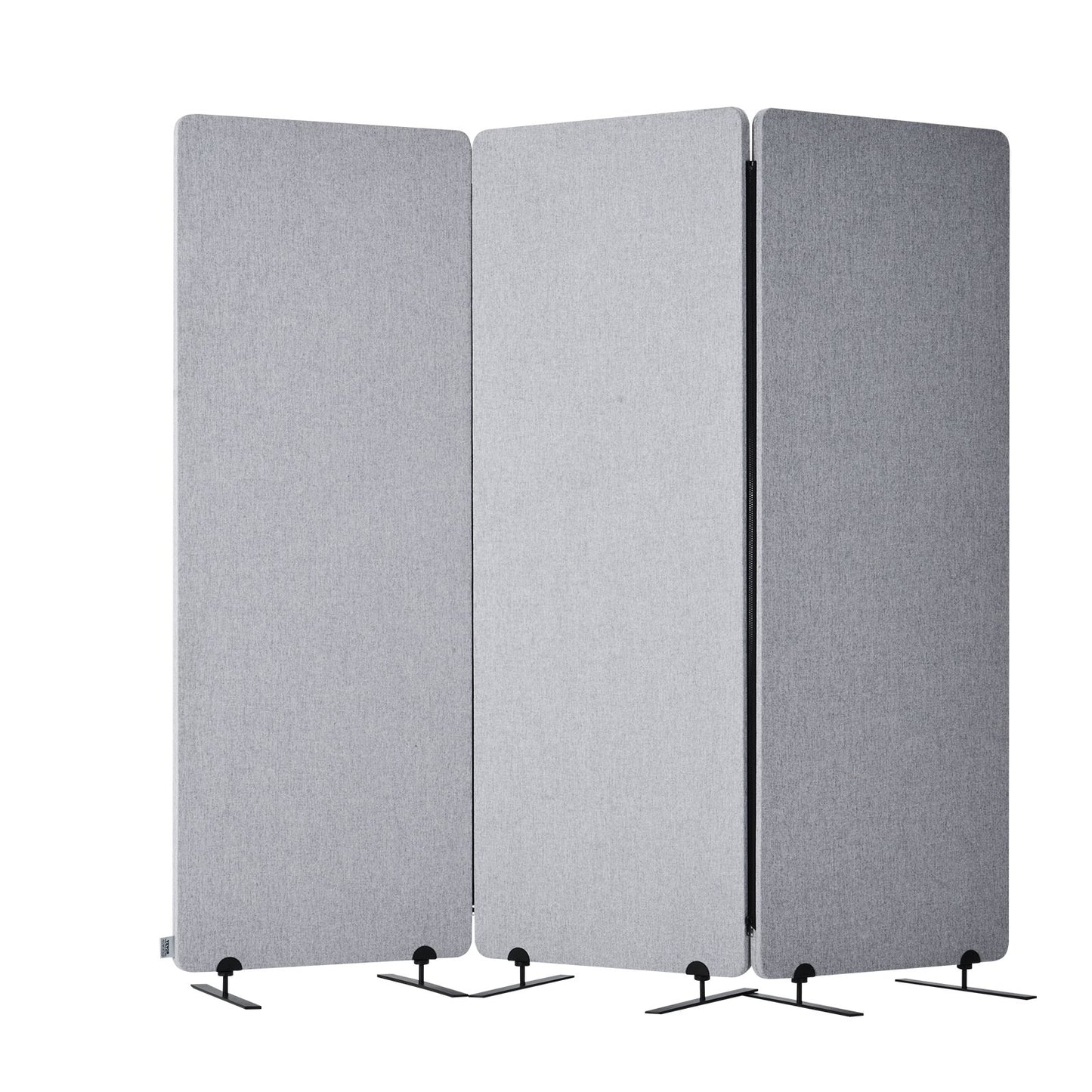 2FT Room Divider 3 Paneler PET Polyester Ljudisolerad Privacy Screen Grå