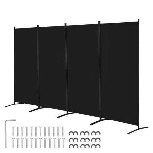 Room Divider 4 Panels Fabric Privacy Screen for Office Bedroom Black