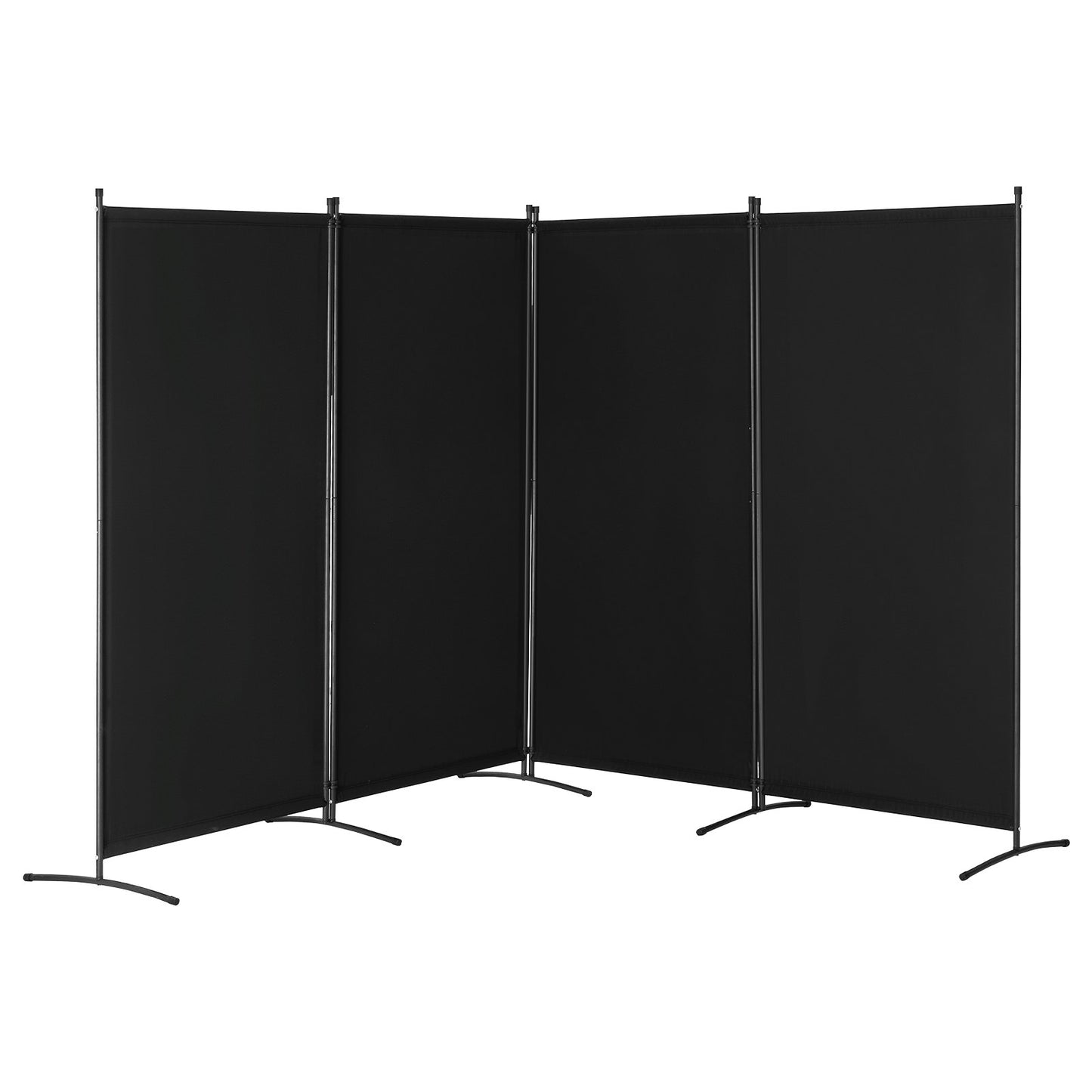 Room Divider 4 Panels Fabric Privacy Screen for Office Bedroom Black