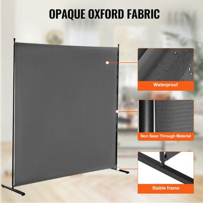 6FT Room Divider Enkelpanel Tyg Rumsskärm för Office Sovrum Grå |  EU