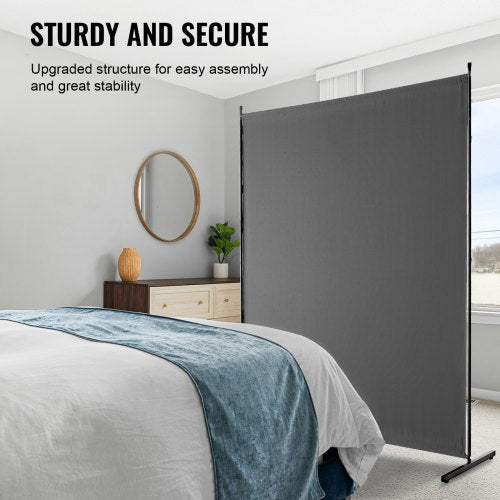 6FT Room Divider Enkelpanel Tyg Rumsskärm för Office Sovrum Grå |  EU