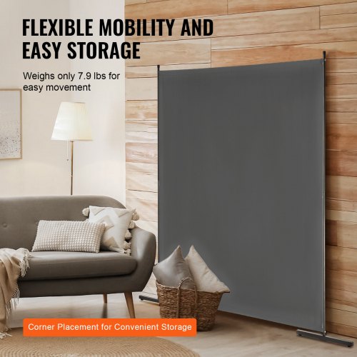 6FT Room Divider Enkelpanel Tyg Rumsskärm för Office Sovrum Grå |  EU