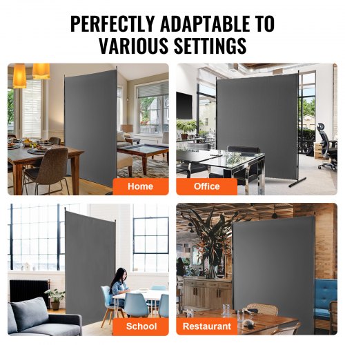 6FT Room Divider Enkelpanel Tyg Rumsskärm för Office Sovrum Grå |  EU
