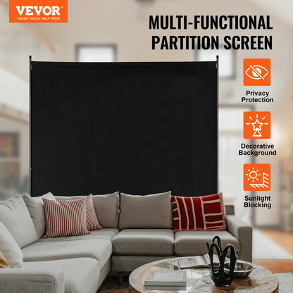 6FT Room Divider Single Panel Fabric Room Screen for Office Bedroom Black
