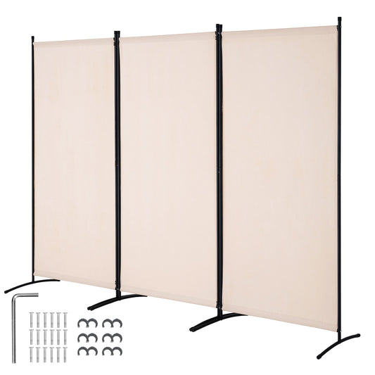 Rumsavdelare 3 Paneler Tyg Rum Sekretessskärm för Office Sovrum Beige