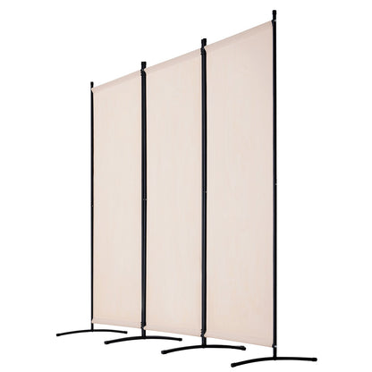 Rumsavdelare 3 Paneler Tyg Rum Sekretessskärm för Office Sovrum Beige