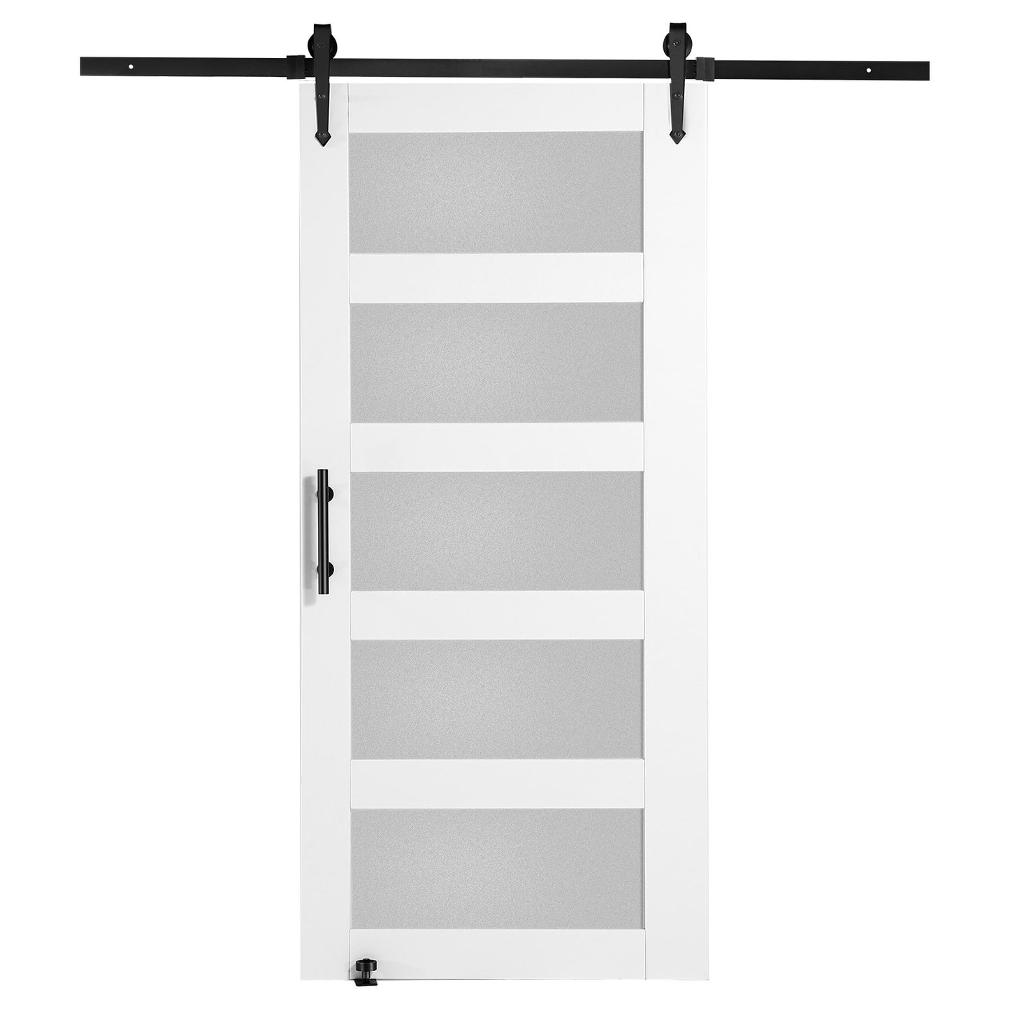 Ladugårdsdörr och beslagssats 42" x 84" Trä och glas skjutbar ladugårdsdörrsats