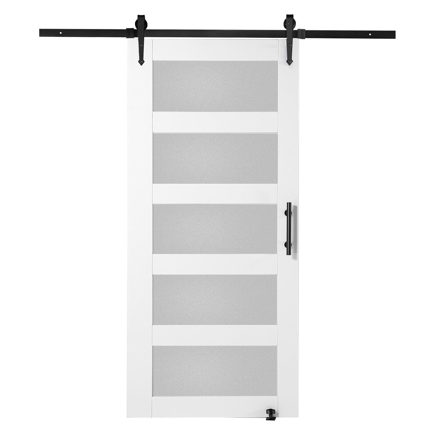 Ladugårdsdörr och beslagssats 42" x 84" Trä och glas skjutbar ladugårdsdörrsats