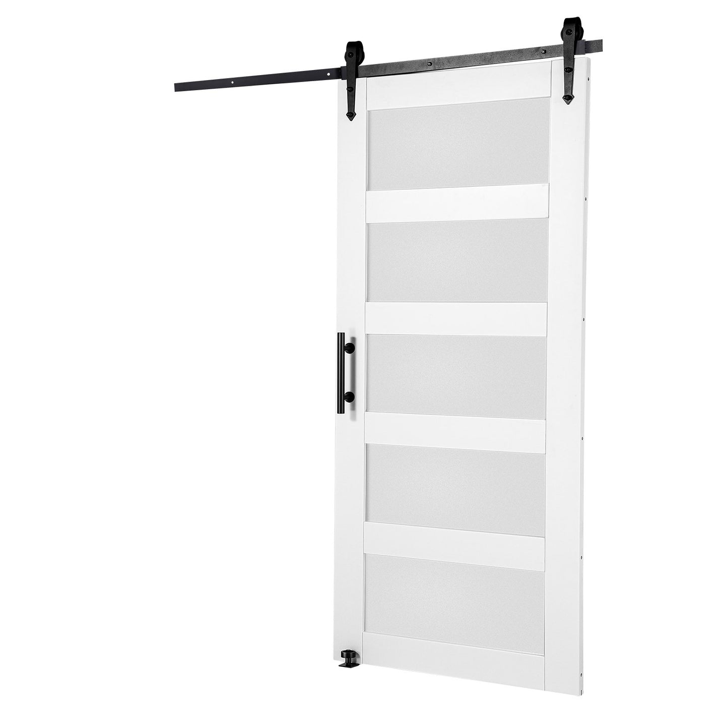 Ladugårdsdörr och beslagssats 42" x 84" Trä och glas skjutbar ladugårdsdörrsats