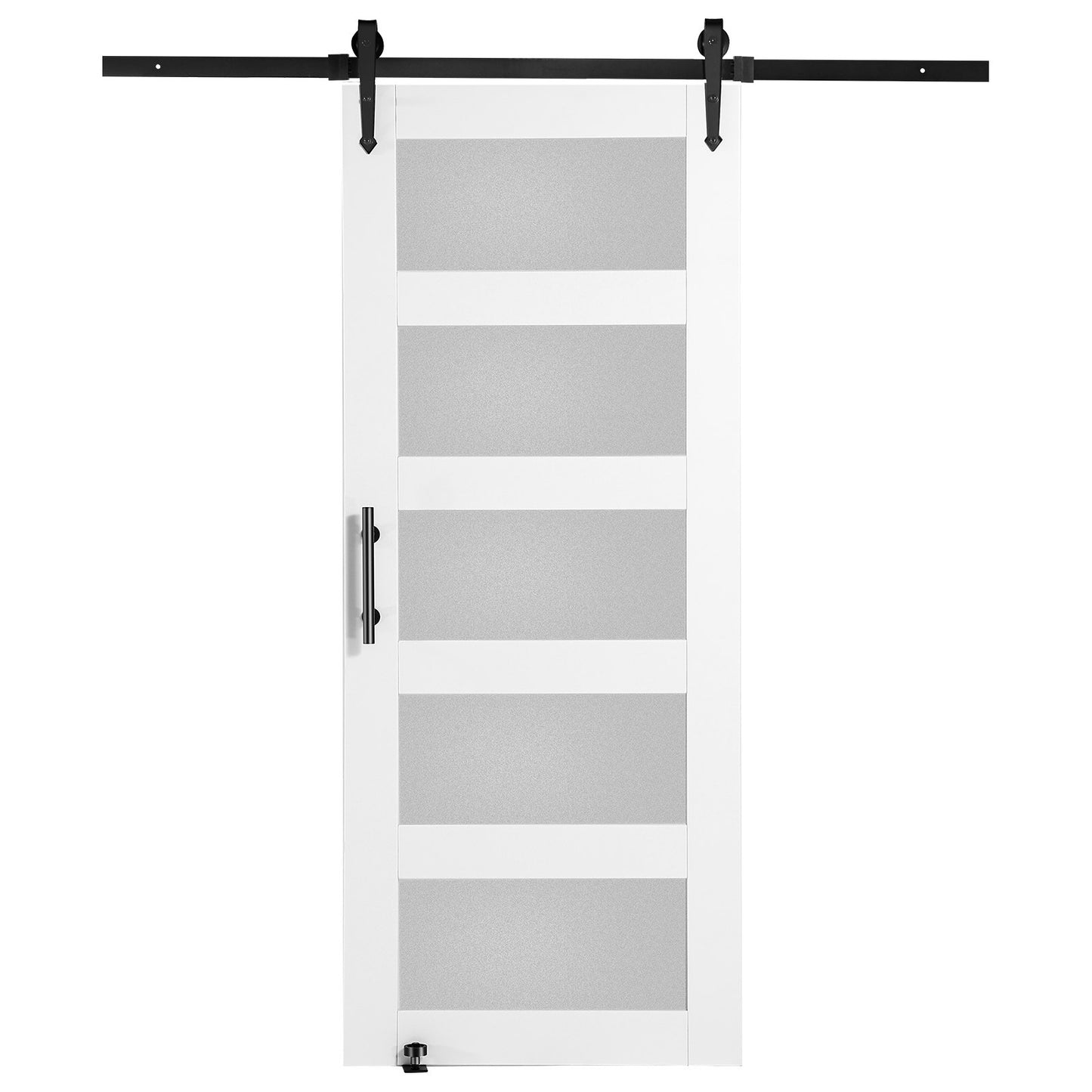 Ladugårdsdörr och beslagsats 30" x 84" trä och glas skjutbar ladugårdsdörrsats