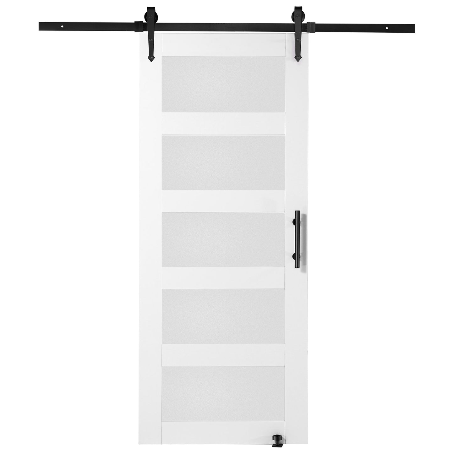 Ladugårdsdörr och beslagsats 30" x 84" trä och glas skjutbar ladugårdsdörrsats