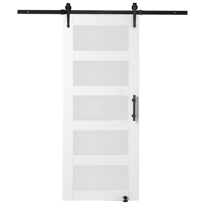 Ladugårdsdörr och beslagsats 30" x 84" trä och glas skjutbar ladugårdsdörrsats