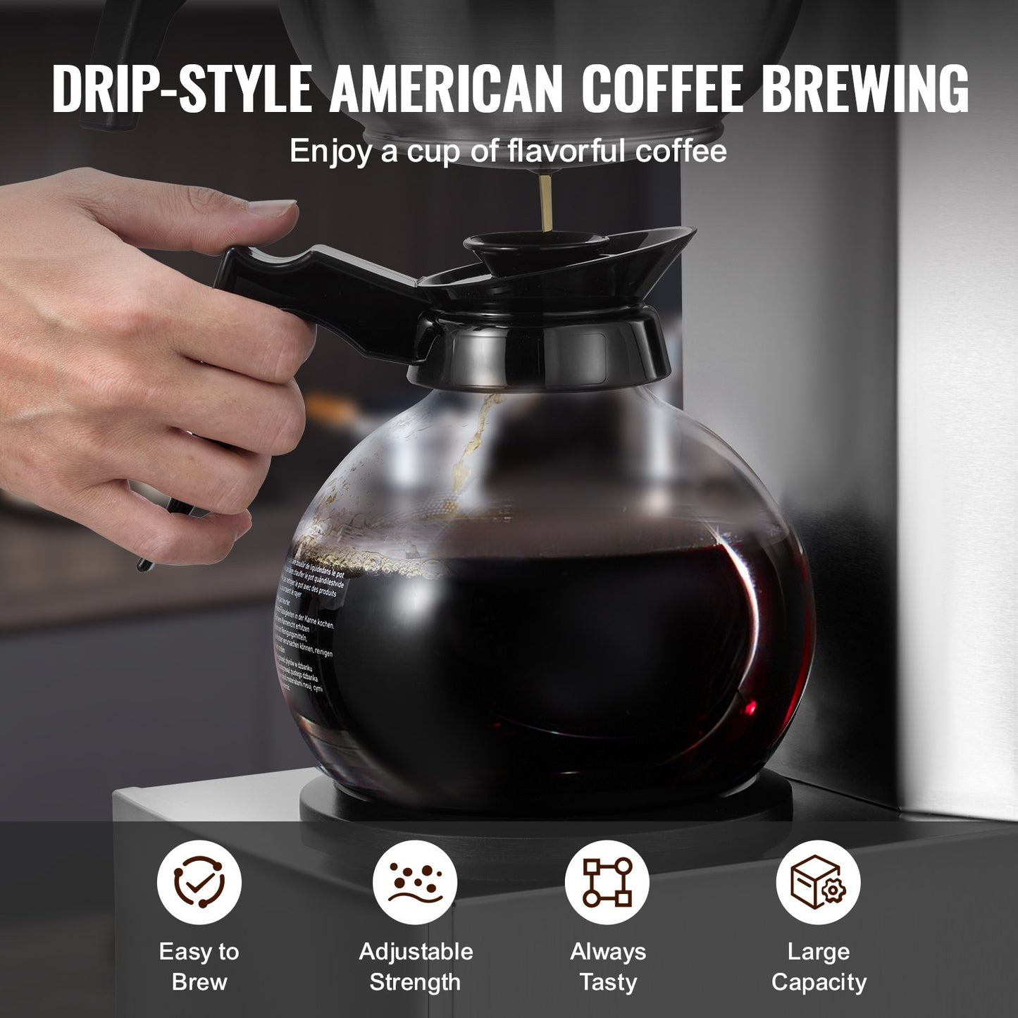 12 Cup Commercial Drip Coffee Maker with 2 Glass Carafes and 2 Warmers