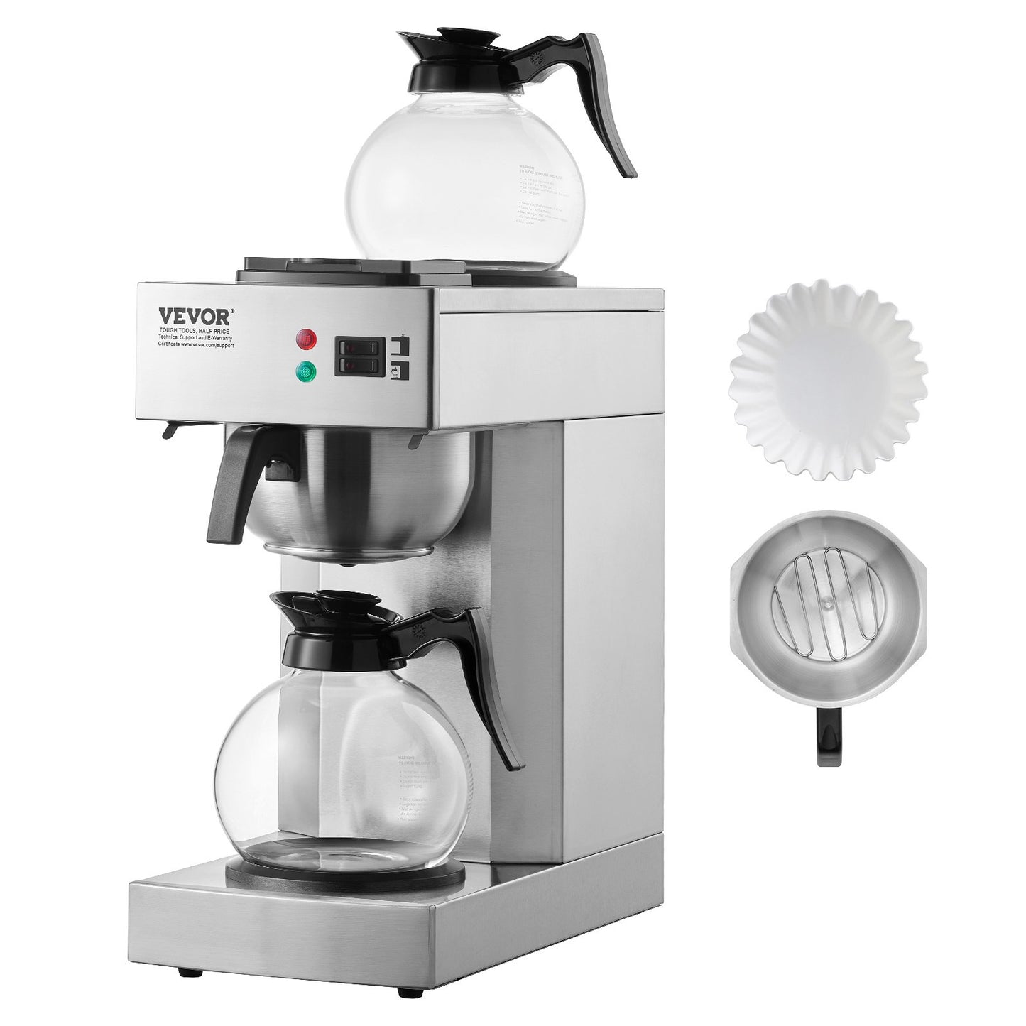 12 Cup Commercial Drip Coffee Maker with 2 Glass Carafes and 2 Warmers