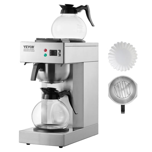 12 Cup Commercial Drip Coffee Maker with 2 Glass Carafes and 2 Warmers