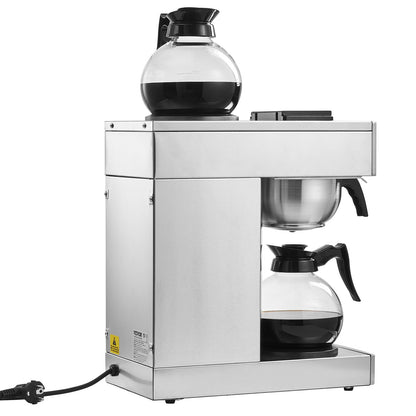 12 Cup Commercial Drip Coffee Maker with 2 Glass Carafes and 2 Warmers