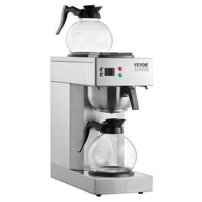 12 Cup Commercial Drip Coffee Maker with 2 Glass Carafes and 2 Warmers