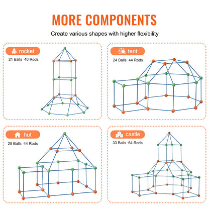 Tent Fort Building Kit för barn STEM Construction Toy Set Castle 120PCS