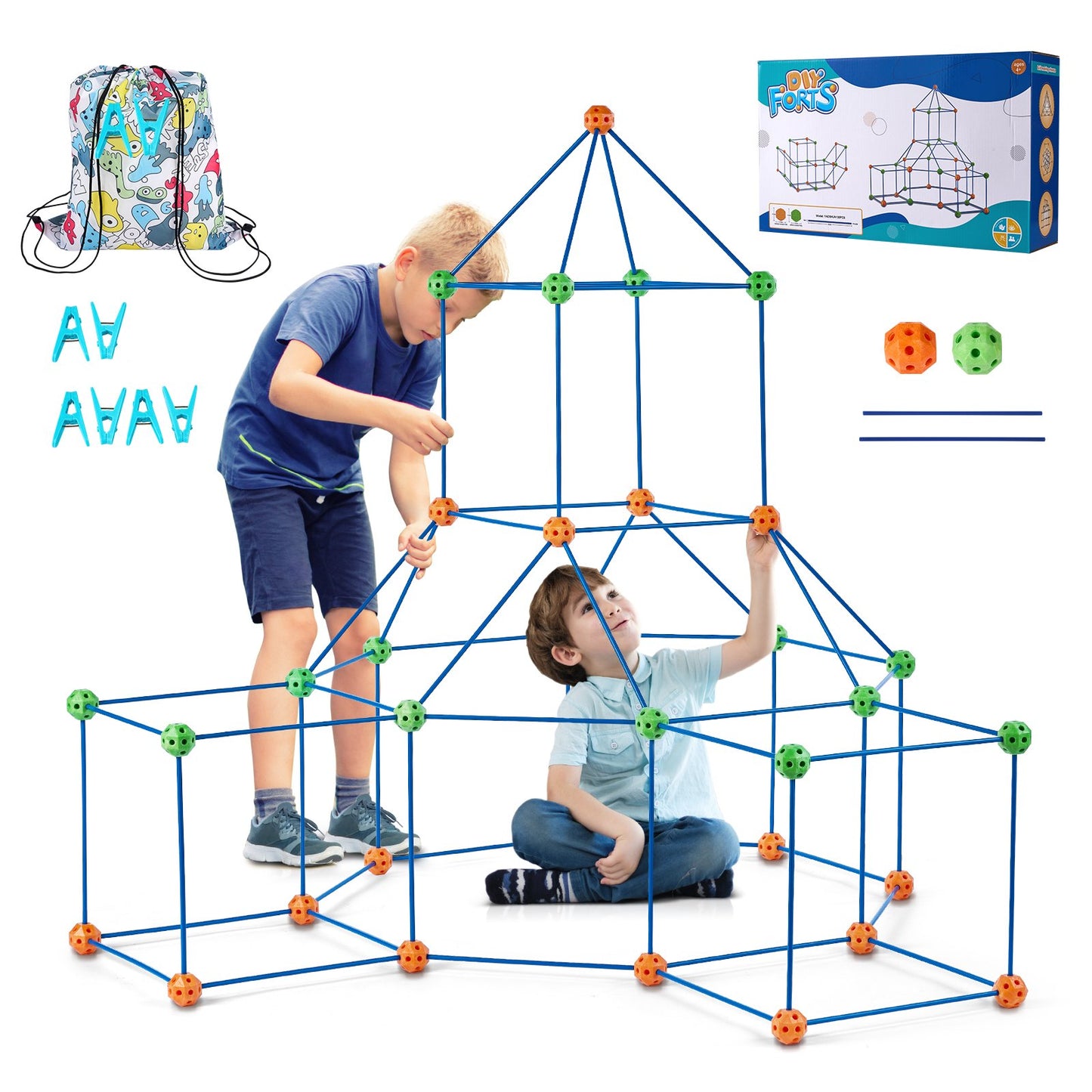 Tent Fort Building Kit för barn STEM Construction Toy Set Castle 120PCS
