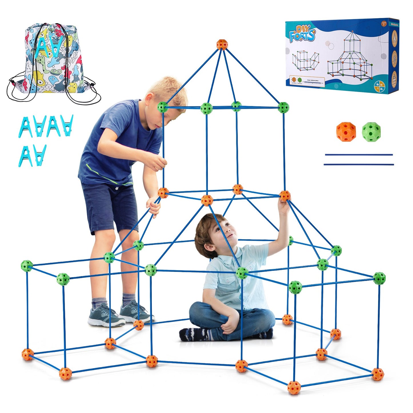 Tent Fort Building Kit för barn STEM Construction Toy Set Castle 120PCS