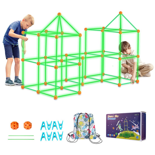 Tent Fort Building Kit för Kid Glow In The Dark STEM Construction Toy 140P