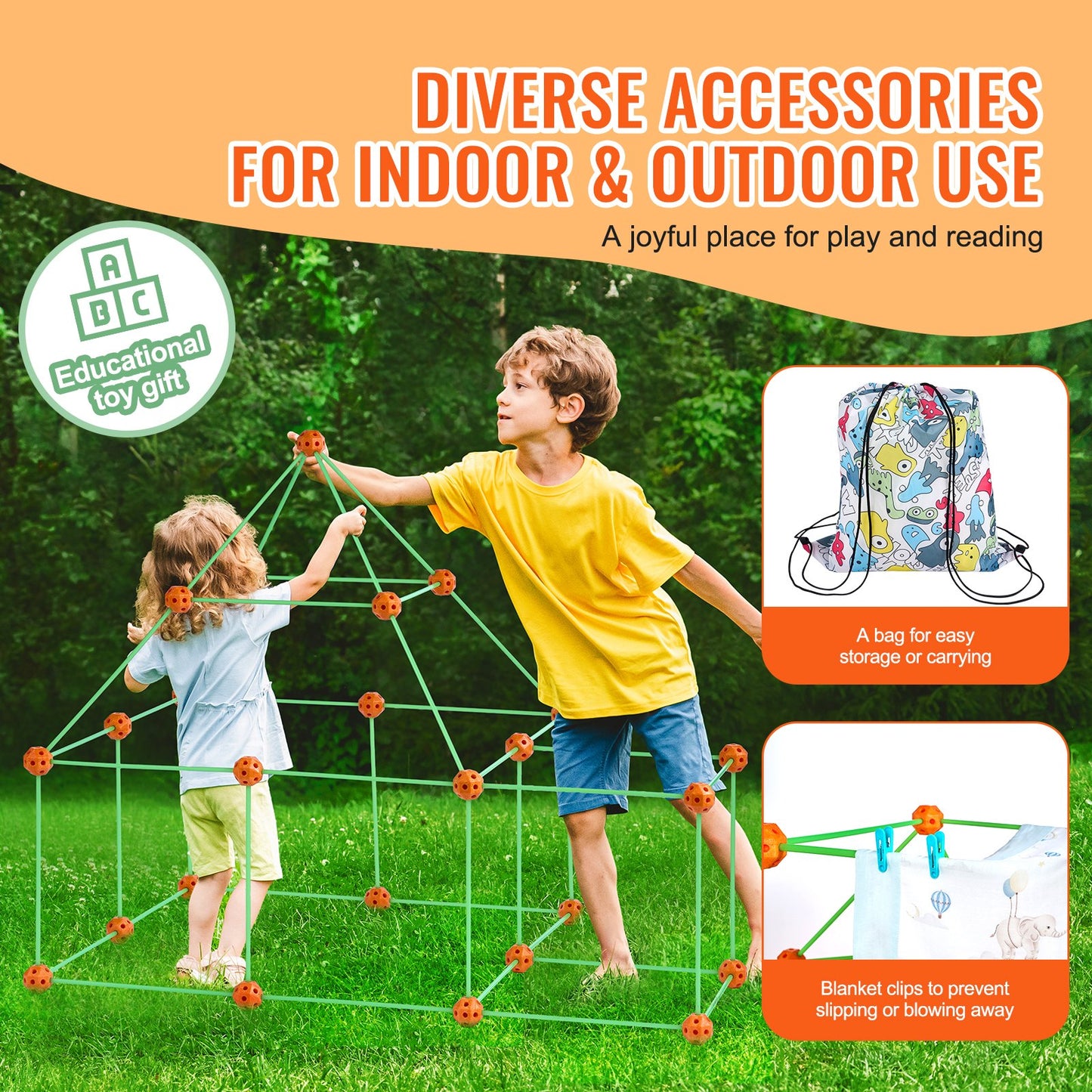 Tent Fort Building Kit för barn Glow In The Dark STEM Construction Toy 85P