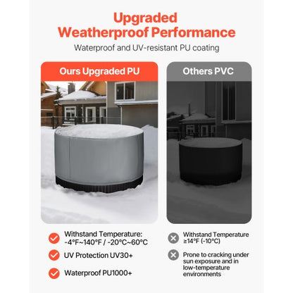 Cover for outdoor hot tub round 2000 x 850 mm weatherproof and waterproof grey