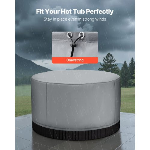 Cover for outdoor hot tub round 2000 x 850 mm weatherproof and waterproof grey