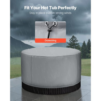 Cover for outdoor hot tub round 2000 x 850 mm weatherproof and waterproof grey