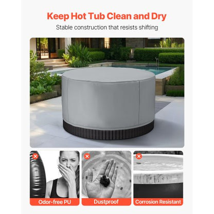 Cover for outdoor hot tub round 2000 x 850 mm weatherproof and waterproof grey