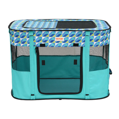 Faltbarer Laufstall für Haustiere, 81,3 x 61 x 56,9 cm, tragbarer Hundelaufstall, Hundebox für Welpen, Hunde, Katzen, wasserdichtes 600D-Oxford-Gewebe, abnehmbarer Reißverschluss, für den Einsatz im Innen- und Außenbereich, Reisen und Camping (rechteckig,