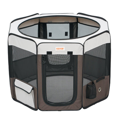 Foldable Pet Playpen, 36 Inch Portable Dog Playpen, Kennel for Puppy, Dog, Cat, Premium Waterproof 600D Oxford Cloth, Removable Zipper, for Indoor Outdoor Travel and Camping Use (Octagon, M)