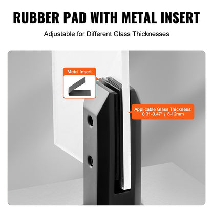 Glass clamp 4 PCS Square railing bracket for 0.31"-0.47" glass black