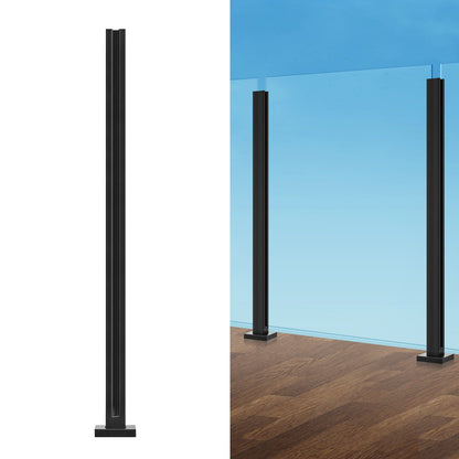 Glass clamp 41.34" H railing bracket for 0.39"-0.47" glass black black