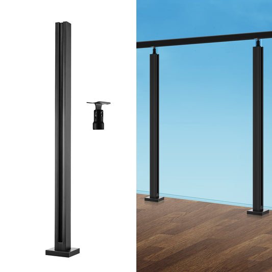 Glasklämma 35,83" H räckesfäste för 0,39"-0,47" glas svart svart