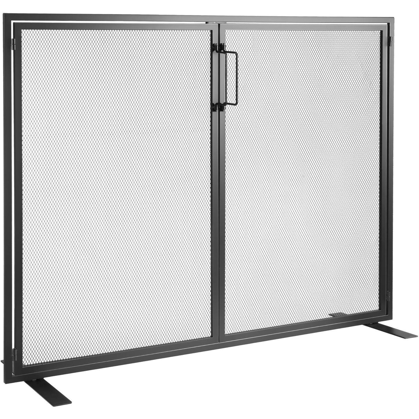Fireplace Screen 1 Panel with Door, Heavy Duty Iron Mesh Fireplace Screen, 990(L) x780(H)MM Spark Guard Cover, Easy Installation, Freestanding Fire Fence Grille for Living Room Home Decor Modern