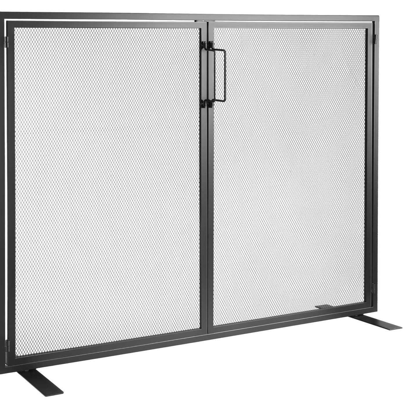 Fireplace Screen 1 Panel with Door, Heavy Duty Iron Mesh Fireplace Screen, 990(L) x780(H)MM Spark Guard Cover, Easy Installation, Freestanding Fire Fence Grille for Living Room Home Decor Modern