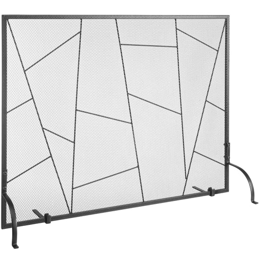 Fireplace Screen Single Panel, Heavy Duty Iron Mesh Fireplace Screen, 906(L) x720(H)MM Spark Guard Cover, Easy Installation, Freestanding Fire Fence Grille for Living Room Home Decor Modern
