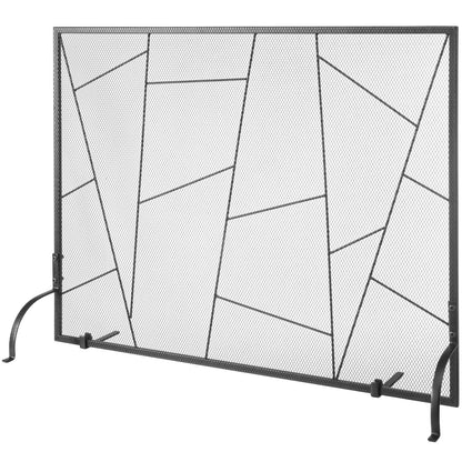 Fireplace Screen Single Panel, Heavy Duty Iron Mesh Fireplace Screen, 906(L) x720(H)MM Spark Guard Cover, Easy Installation, Freestanding Fire Fence Grille for Living Room Home Decor Modern