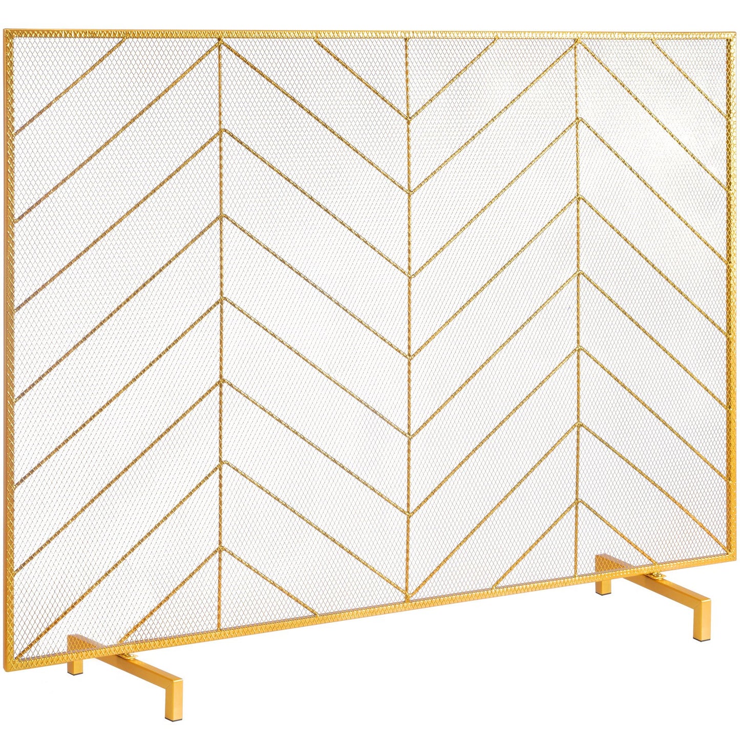 Fireplace Screen Single Panel, Heavy Duty Iron Mesh Fireplace Screen, 980(L) x758(H)MM Spark Guard Cover, Easy Installation, Freestanding Fire Fence Grille for Living Room Home Decor Modern