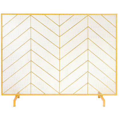 Fireplace Screen Single Panel, Heavy Duty Iron Mesh Fireplace Screen, 980(L) x758(H)MM Spark Guard Cover, Easy Installation, Freestanding Fire Fence Grille for Living Room Home Decor Modern