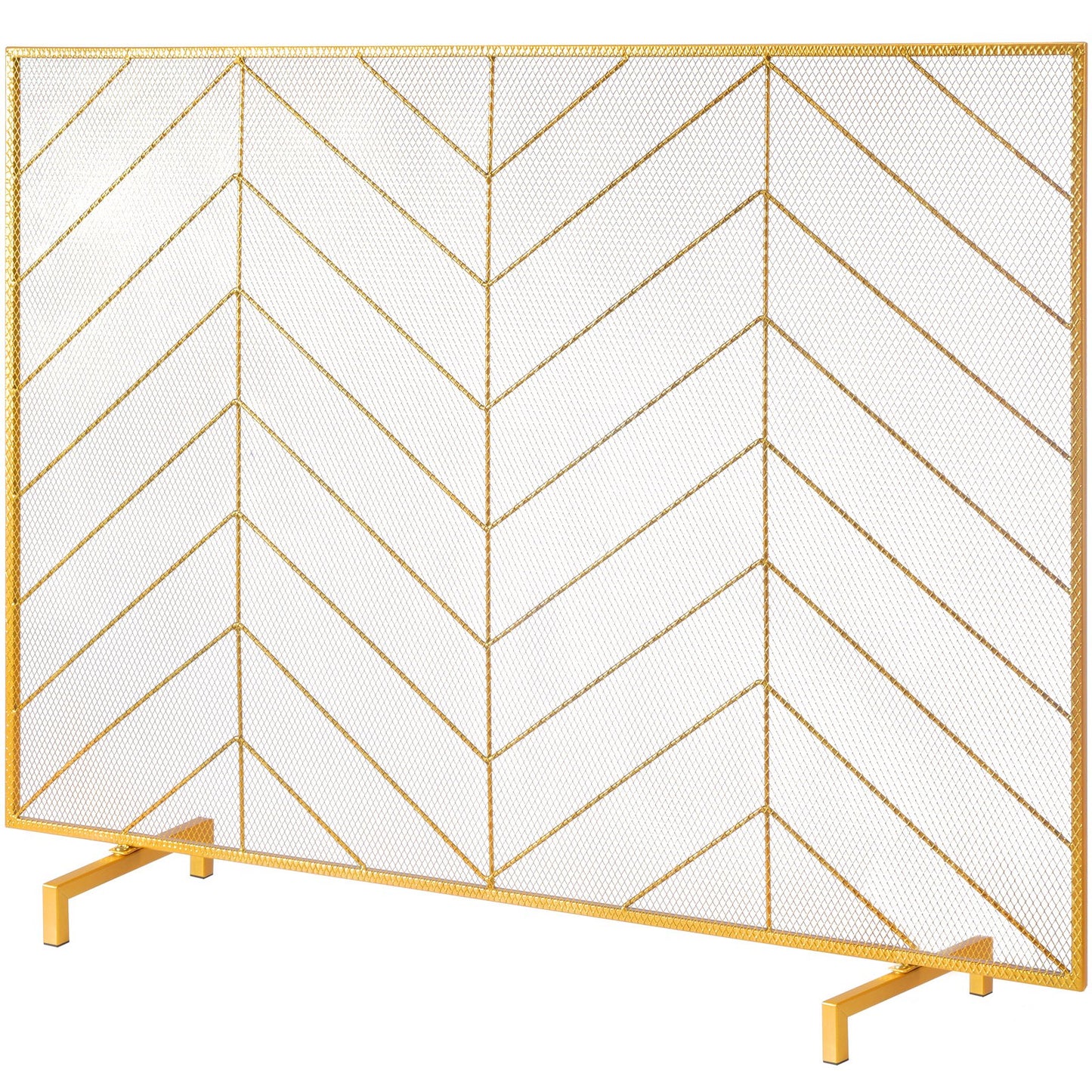 Fireplace Screen Single Panel, Heavy Duty Iron Mesh Fireplace Screen, 980(L) x758(H)MM Spark Guard Cover, Easy Installation, Freestanding Fire Fence Grille for Living Room Home Decor Modern