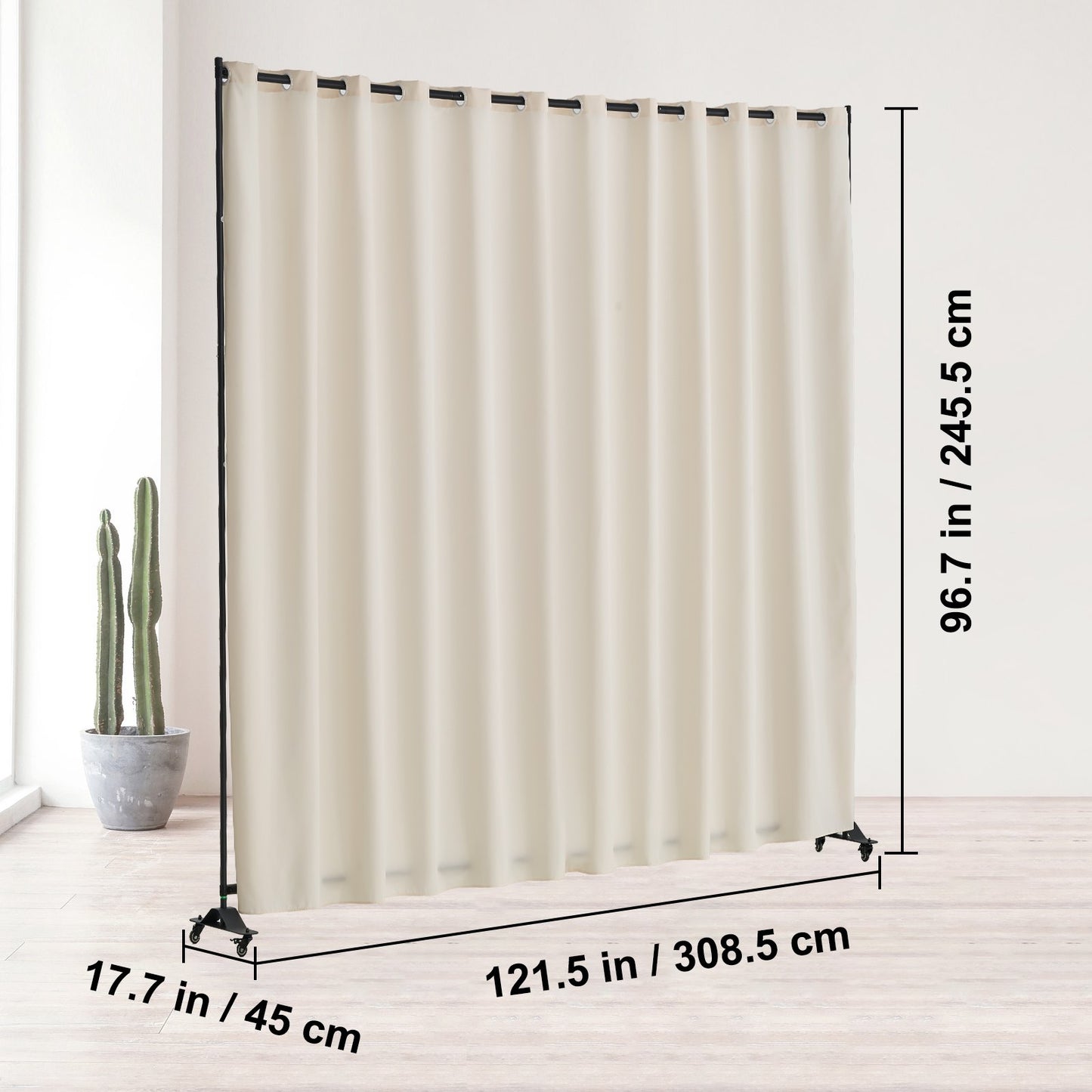 Room Divider Bärbar panel Rumsavdelare med hjul Sekretessskärm Beige