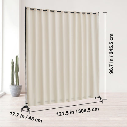 Room Divider Bärbar panel Rumsavdelare med hjul Sekretessskärm Beige