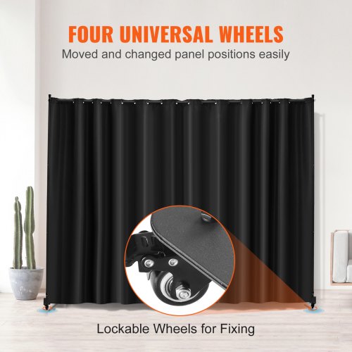 Room Divider Portable Panel Room Divider with Wheels Privacy Screen Black | EU
