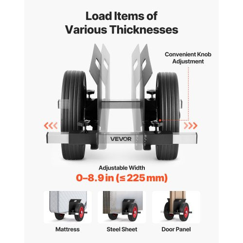 Panelvagn, 453,6 kg lastkapacitet, gipsvagn med 25 cm gummihjul passar olika terränger, justerbar klämpanelvagn för stålpaneler, madrasser, dörrar och gipsskivor, svart |  EU