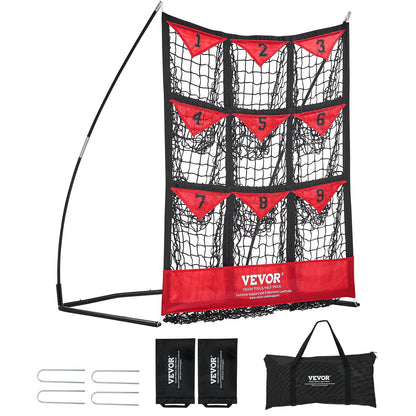 9-Hole Baseball Net, 36"x30" Softball Baseball Training Equipment for Batting Practice, Portable Quick Assembly Coach Aid with Carrying Bag, Strike Zone, Ground Stakes, for Youth Adults